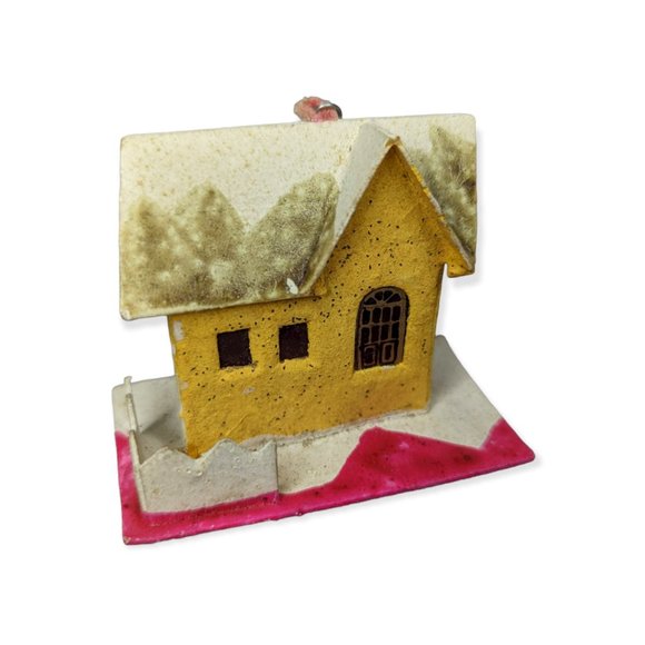 Vintage Putz Paper Mache Cardboard Houses Christmas - Picture 2 of 10